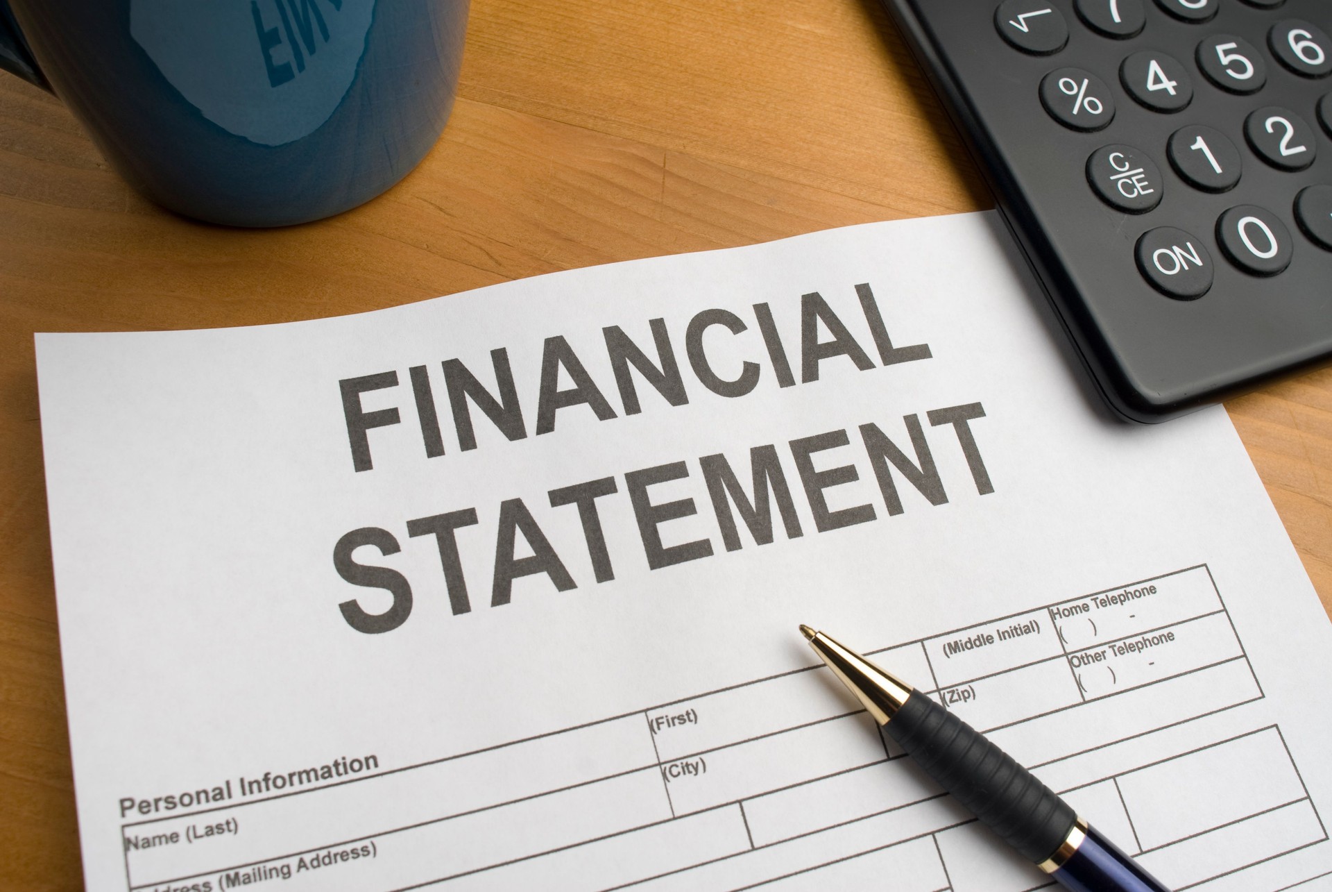 Pen on a financial statement